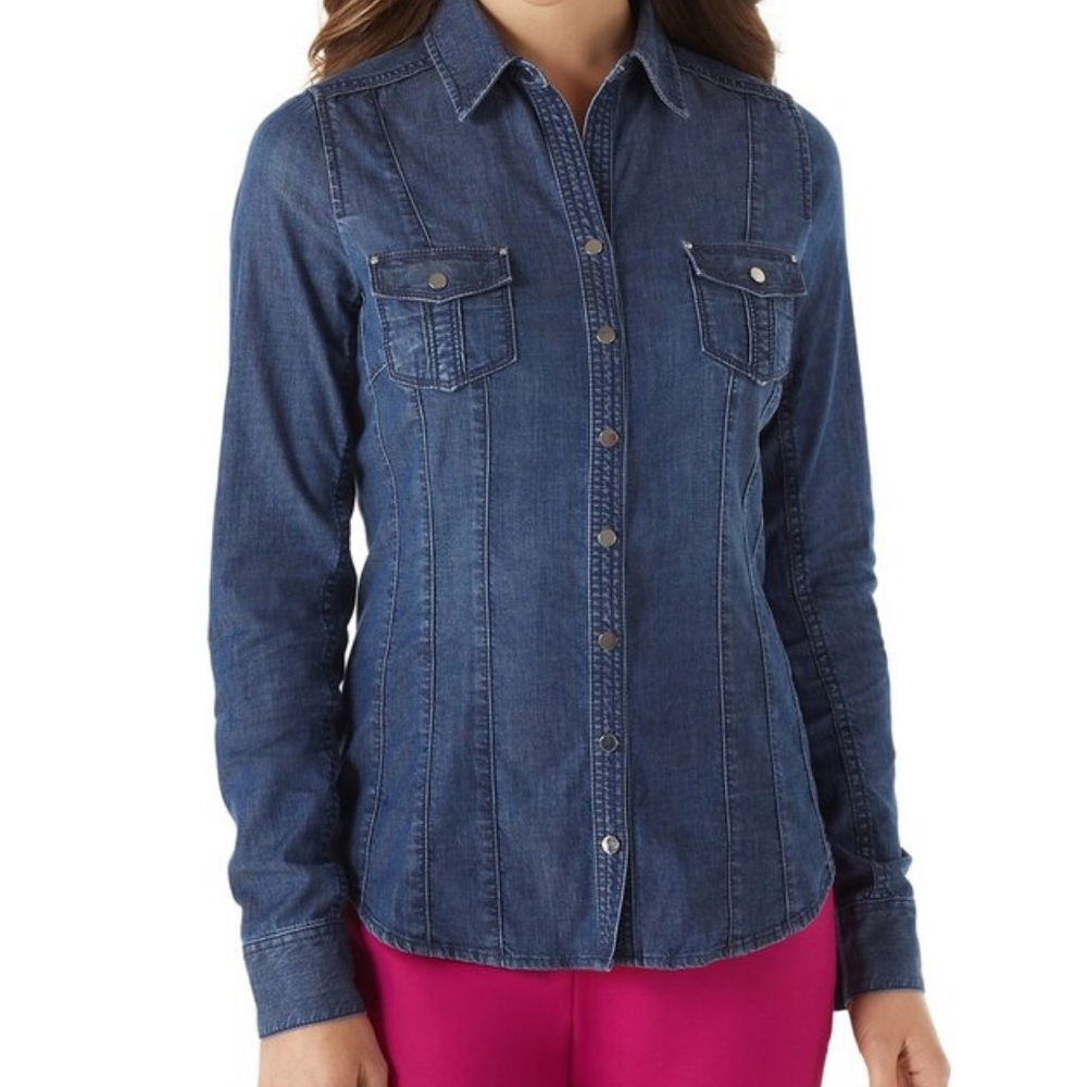 WHBM Denim Snap Button Down